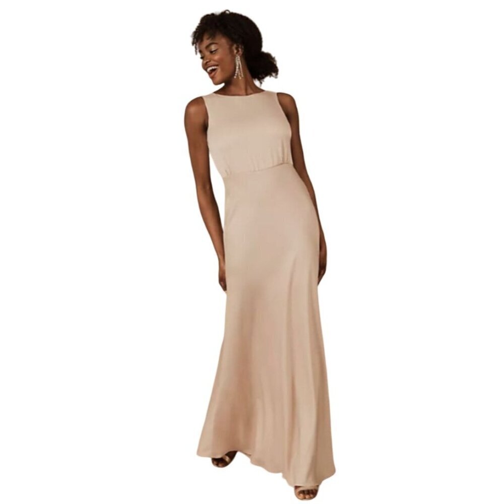 Sachin & Babi BHLDN‎ Dress Size 8 Beckett Satin Bridesmaid Oyster A Line Maxi